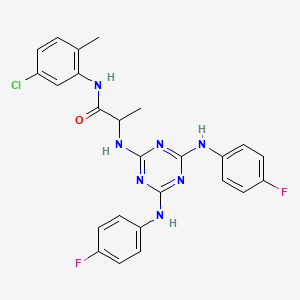 molecular formula C25H22ClF2N7O B15150112 N~2~-{4,6-bis[(4-fluorophenyl)amino]-1,3,5-triazin-2-yl}-N-(5-chloro-2-methylphenyl)alaninamide 