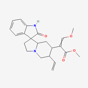 molecular formula C22H26N2O4 B15150116 methyl 2-{6'-ethenyl-2-oxo-3',5',6',7',8',8'a-hexahydro-1H,2'H-spiro[indole-3,1'-indolizin]-7'-yl}-3-methoxyprop-2-enoate 