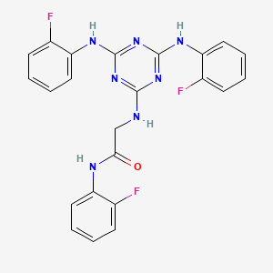 molecular formula C23H18F3N7O B15150146 N~2~-{4,6-bis[(2-fluorophenyl)amino]-1,3,5-triazin-2-yl}-N-(2-fluorophenyl)glycinamide 