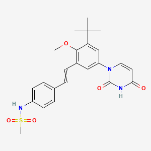 molecular formula C24H27N3O5S B15150224 N-{4-[(1E)-2-[3-tert-butyl-5-(2,4-dioxo-3H-pyrimidin-1-yl)-2-methoxyphenyl]ethenyl]phenyl}methanesulfonamide 