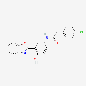 molecular formula C21H15ClN2O3 B15150273 N-[3-(1,3-benzoxazol-2-yl)-4-hydroxyphenyl]-2-(4-chlorophenyl)acetamide 