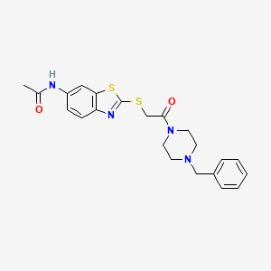 molecular formula C22H24N4O2S2 B15150378 N-(2-{[2-(4-benzylpiperazin-1-yl)-2-oxoethyl]sulfanyl}-1,3-benzothiazol-6-yl)acetamide 