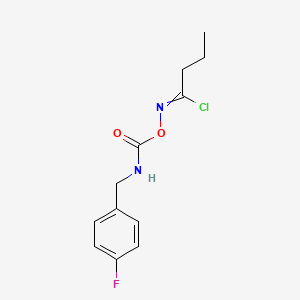 molecular formula C12H14ClFN2O2 B15150436 N-{[(4-fluorobenzyl)carbamoyl]oxy}butanimidoyl chloride 