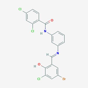molecular formula C20H12BrCl3N2O2 B15150450 N-(3-{[(E)-(5-bromo-3-chloro-2-hydroxyphenyl)methylidene]amino}phenyl)-2,4-dichlorobenzamide 