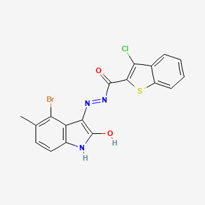 molecular formula C18H11BrClN3O2S B15150486 N'-[(3Z)-4-bromo-5-methyl-2-oxo-1,2-dihydro-3H-indol-3-ylidene]-3-chloro-1-benzothiophene-2-carbohydrazide 