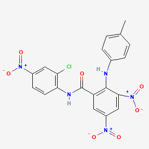 molecular formula C20H14ClN5O7 B15150593 N-(2-chloro-4-nitrophenyl)-2-[(4-methylphenyl)amino]-3,5-dinitrobenzamide 