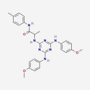 molecular formula C27H29N7O3 B15150676 N~2~-{4,6-bis[(4-methoxyphenyl)amino]-1,3,5-triazin-2-yl}-N-(4-methylphenyl)alaninamide 
