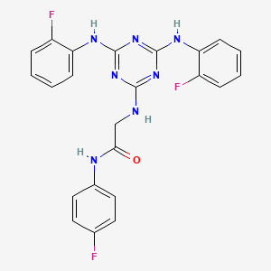 molecular formula C23H18F3N7O B15150745 N~2~-{4,6-bis[(2-fluorophenyl)amino]-1,3,5-triazin-2-yl}-N-(4-fluorophenyl)glycinamide 