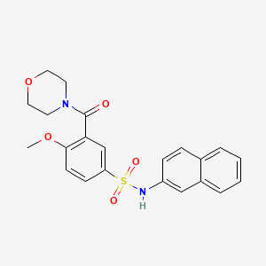 molecular formula C22H22N2O5S B15151017 4-methoxy-3-(morpholin-4-ylcarbonyl)-N-(naphthalen-2-yl)benzenesulfonamide 