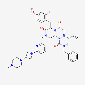 molecular formula C39H48FN9O4 B15151178 N-benzyl-8-({6-[3-(4-ethylpiperazin-1-yl)azetidin-1-yl]pyridin-2-yl}methyl)-6-[(2-fluoro-4-hydroxyphenyl)methyl]-4,7-dioxo-2-(prop-2-en-1-yl)-tetrahydropyrazino[2,1-c][1,2,4]triazine-1-carboxamide 