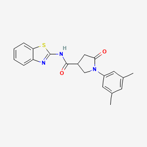 molecular formula C20H19N3O2S B15151225 N-(1,3-benzothiazol-2-yl)-1-(3,5-dimethylphenyl)-5-oxopyrrolidine-3-carboxamide 