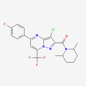 molecular formula C21H19ClF4N4O B15151242 [3-Chloro-5-(4-fluorophenyl)-7-(trifluoromethyl)pyrazolo[1,5-a]pyrimidin-2-yl](2,6-dimethylpiperidin-1-yl)methanone 