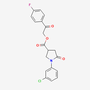 molecular formula C19H15ClFNO4 B15151245 2-(4-Fluorophenyl)-2-oxoethyl 1-(3-chlorophenyl)-5-oxopyrrolidine-3-carboxylate 