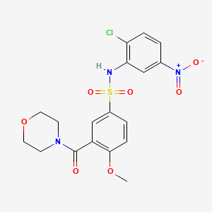 molecular formula C18H18ClN3O7S B15151365 N-(2-chloro-5-nitrophenyl)-4-methoxy-3-(morpholin-4-ylcarbonyl)benzenesulfonamide 