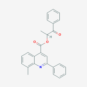 molecular formula C26H21NO3 B15151408 1-Oxo-1-phenylpropan-2-yl 8-methyl-2-phenylquinoline-4-carboxylate 