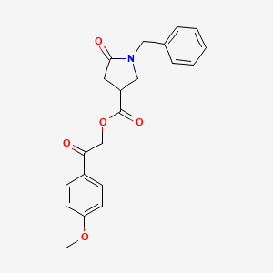 molecular formula C21H21NO5 B15151471 2-(4-Methoxyphenyl)-2-oxoethyl 1-benzyl-5-oxopyrrolidine-3-carboxylate 