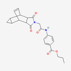 molecular formula C23H24N2O5 B15151487 propyl 4-{[(1,3-dioxooctahydro-4,6-ethenocyclopropa[f]isoindol-2(1H)-yl)acetyl]amino}benzoate 