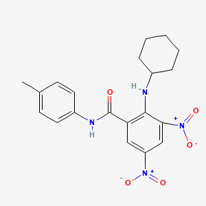 molecular formula C20H22N4O5 B15151508 2-(cyclohexylamino)-N-(4-methylphenyl)-3,5-dinitrobenzamide 