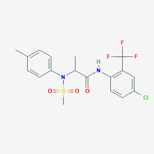molecular formula C18H18ClF3N2O3S B15151526 N-[4-chloro-2-(trifluoromethyl)phenyl]-N~2~-(4-methylphenyl)-N~2~-(methylsulfonyl)alaninamide 