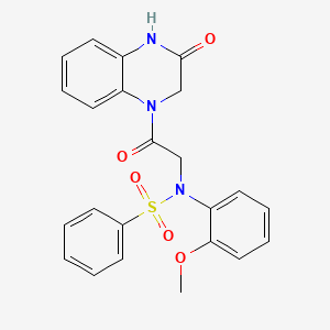 molecular formula C23H21N3O5S B15151563 N-(2-methoxyphenyl)-N-[2-oxo-2-(3-oxo-2,4-dihydroquinoxalin-1-yl)ethyl]benzenesulfonamide 