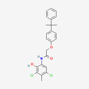 molecular formula C24H23Cl2NO3 B15151729 N-(3,5-dichloro-2-hydroxy-4-methylphenyl)-2-[4-(2-phenylpropan-2-yl)phenoxy]acetamide 