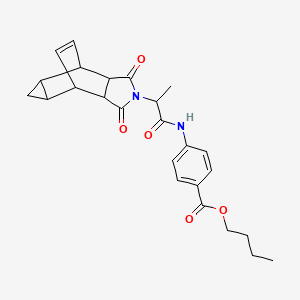 molecular formula C25H28N2O5 B15151766 butyl 4-{[2-(1,3-dioxooctahydro-4,6-ethenocyclopropa[f]isoindol-2(1H)-yl)propanoyl]amino}benzoate 