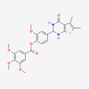 molecular formula C25H26N2O7S B15151844 4-(5,6-Dimethyl-4-oxo-1,2,3,4-tetrahydrothieno[2,3-d]pyrimidin-2-yl)-2-methoxyphenyl 3,4,5-trimethoxybenzoate 