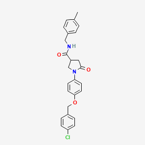 molecular formula C26H25ClN2O3 B15151846 1-{4-[(4-chlorobenzyl)oxy]phenyl}-N-(4-methylbenzyl)-5-oxopyrrolidine-3-carboxamide 