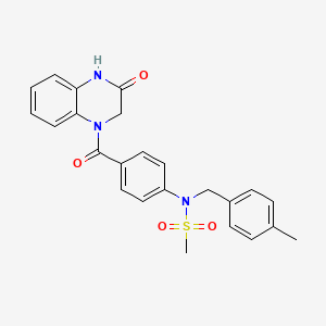 molecular formula C24H23N3O4S B15151931 N-(4-methylbenzyl)-N-{4-[(3-oxo-3,4-dihydroquinoxalin-1(2H)-yl)carbonyl]phenyl}methanesulfonamide 