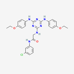molecular formula C27H28ClN7O3 B15151964 N~2~-{4,6-bis[(4-ethoxyphenyl)amino]-1,3,5-triazin-2-yl}-N-(3-chlorophenyl)glycinamide 