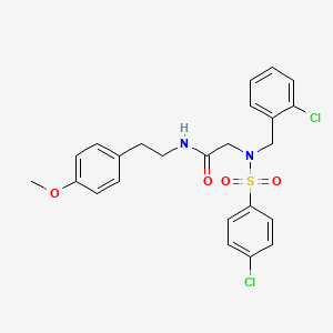 molecular formula C24H24Cl2N2O4S B15151997 N~2~-(2-chlorobenzyl)-N~2~-[(4-chlorophenyl)sulfonyl]-N-[2-(4-methoxyphenyl)ethyl]glycinamide 