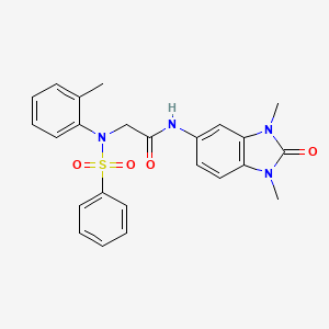 molecular formula C24H24N4O4S B15152041 N-(1,3-dimethyl-2-oxo-2,3-dihydro-1H-benzimidazol-5-yl)-N~2~-(2-methylphenyl)-N~2~-(phenylsulfonyl)glycinamide 