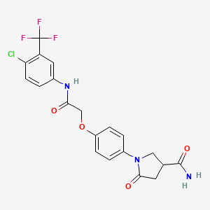 molecular formula C20H17ClF3N3O4 B15152046 1-[4-(2-{[4-Chloro-3-(trifluoromethyl)phenyl]amino}-2-oxoethoxy)phenyl]-5-oxopyrrolidine-3-carboxamide 