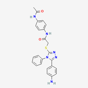 molecular formula C24H22N6O2S B15152055 N-[4-(acetylamino)phenyl]-2-{[5-(4-aminophenyl)-4-phenyl-4H-1,2,4-triazol-3-yl]sulfanyl}acetamide 