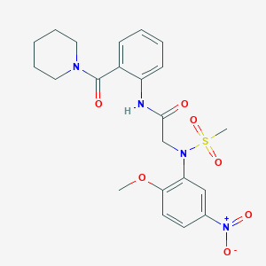 molecular formula C22H26N4O7S B15152074 N~2~-(2-methoxy-5-nitrophenyl)-N~2~-(methylsulfonyl)-N-[2-(piperidin-1-ylcarbonyl)phenyl]glycinamide 