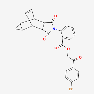 molecular formula C26H20BrNO5 B15152095 2-(4-bromophenyl)-2-oxoethyl 2-(1,3-dioxooctahydro-4,6-ethenocyclopropa[f]isoindol-2(1H)-yl)benzoate 