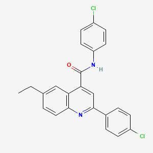molecular formula C24H18Cl2N2O B15152159 N,2-bis(4-chlorophenyl)-6-ethylquinoline-4-carboxamide 