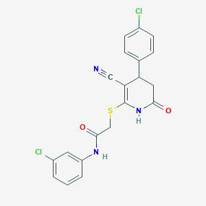 molecular formula C20H15Cl2N3O2S B15152175 N-(3-chlorophenyl)-2-{[4-(4-chlorophenyl)-3-cyano-6-hydroxy-4,5-dihydropyridin-2-yl]sulfanyl}acetamide 