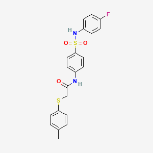 molecular formula C21H19FN2O3S2 B15152254 N-{4-[(4-fluorophenyl)sulfamoyl]phenyl}-2-[(4-methylphenyl)sulfanyl]acetamide 