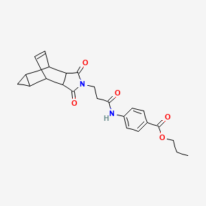 molecular formula C24H26N2O5 B15152299 propyl 4-{[3-(1,3-dioxooctahydro-4,6-ethenocyclopropa[f]isoindol-2(1H)-yl)propanoyl]amino}benzoate 