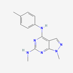 molecular formula C14H16N6 B15152306 N~6~,1-dimethyl-N~4~-(4-methylphenyl)-1H-pyrazolo[3,4-d]pyrimidine-4,6-diamine 