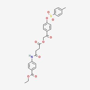 molecular formula C28H27NO9S B15152318 Ethyl 4-({4-[2-(4-{[(4-methylphenyl)sulfonyl]oxy}phenyl)-2-oxoethoxy]-4-oxobutanoyl}amino)benzoate 