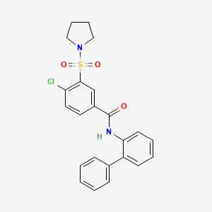 molecular formula C23H21ClN2O3S B15152332 N-(biphenyl-2-yl)-4-chloro-3-(pyrrolidin-1-ylsulfonyl)benzamide 