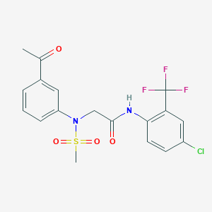 molecular formula C18H16ClF3N2O4S B15152337 N~2~-(3-acetylphenyl)-N-[4-chloro-2-(trifluoromethyl)phenyl]-N~2~-(methylsulfonyl)glycinamide 