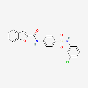 molecular formula C21H15ClN2O4S B15152372 N-{4-[(3-chlorophenyl)sulfamoyl]phenyl}-1-benzofuran-2-carboxamide 