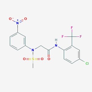 molecular formula C16H13ClF3N3O5S B15152477 N-[4-chloro-2-(trifluoromethyl)phenyl]-N~2~-(methylsulfonyl)-N~2~-(3-nitrophenyl)glycinamide 
