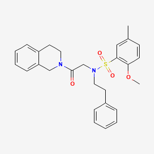 molecular formula C27H30N2O4S B15152514 N-[2-(3,4-dihydroisoquinolin-2(1H)-yl)-2-oxoethyl]-2-methoxy-5-methyl-N-(2-phenylethyl)benzenesulfonamide 