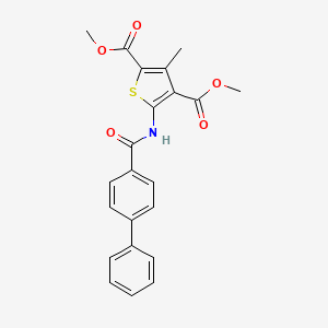 molecular formula C22H19NO5S B15152521 Dimethyl 5-[(biphenyl-4-ylcarbonyl)amino]-3-methylthiophene-2,4-dicarboxylate 