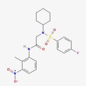 molecular formula C21H24FN3O5S B15152582 N~2~-cyclohexyl-N~2~-[(4-fluorophenyl)sulfonyl]-N-(2-methyl-3-nitrophenyl)glycinamide 