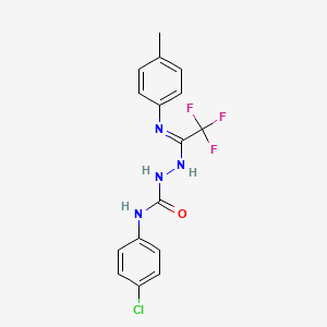 molecular formula C16H14ClF3N4O B15152615 N-(4-chlorophenyl)-2-[2,2,2-trifluoro-N-(4-methylphenyl)ethanimidoyl]hydrazinecarboxamide 